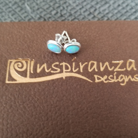 Inspiranza Blue Opal and Sterling Silver Earrings - Picture 1 of 4